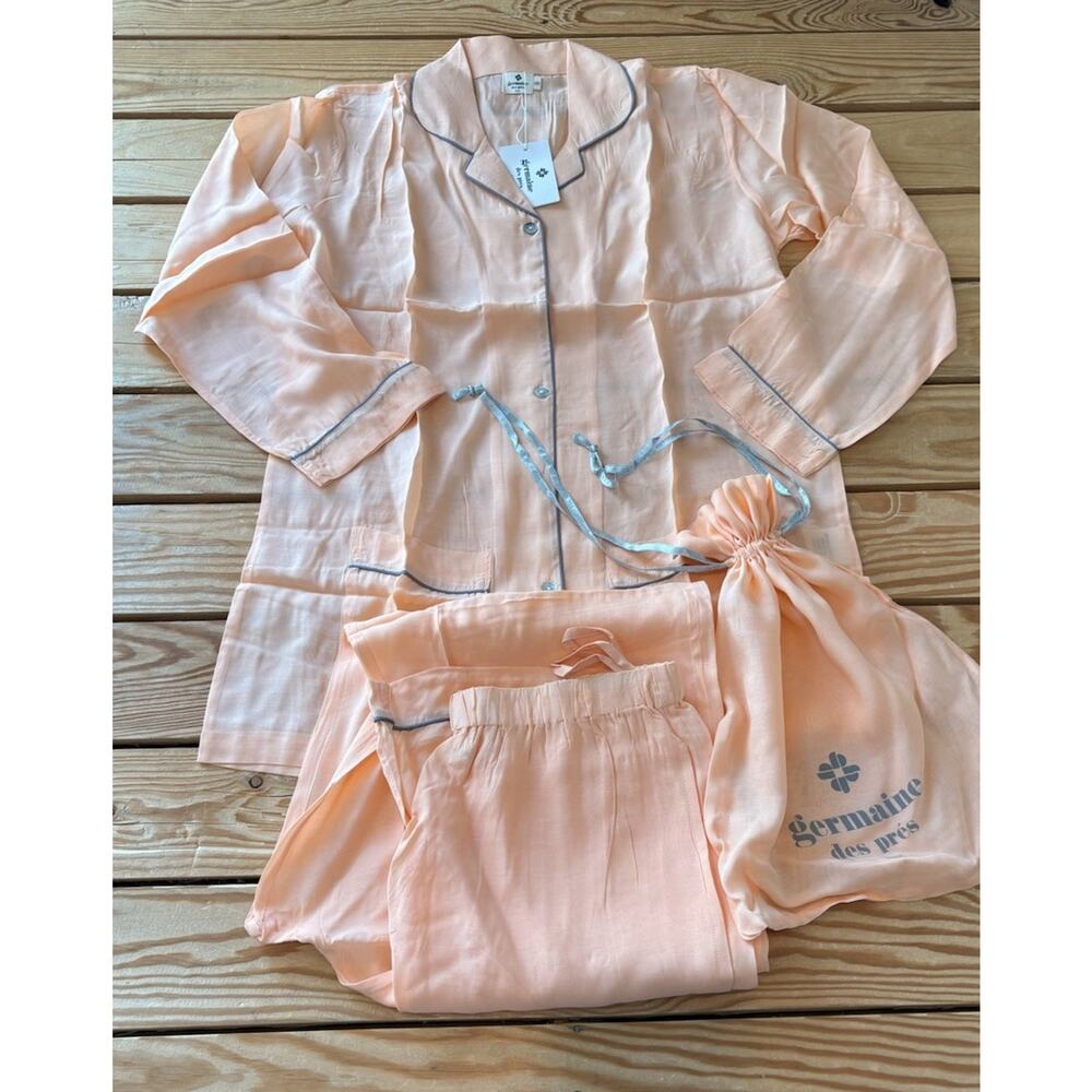 Germaine Des Pres NWT Women’s Silk Cotton Pajama Set Size S Peach CC